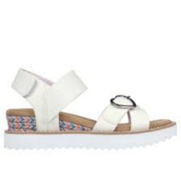 Sketchers Girls Miss Desert Kiss Hi - White Platform Sandals heart clasp sz 1 - Picture 2 of 8
